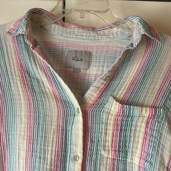 Rails Ellis Button-Down Shirt in Iris Stripe 100% Cotton size small - Picture 6 of 16